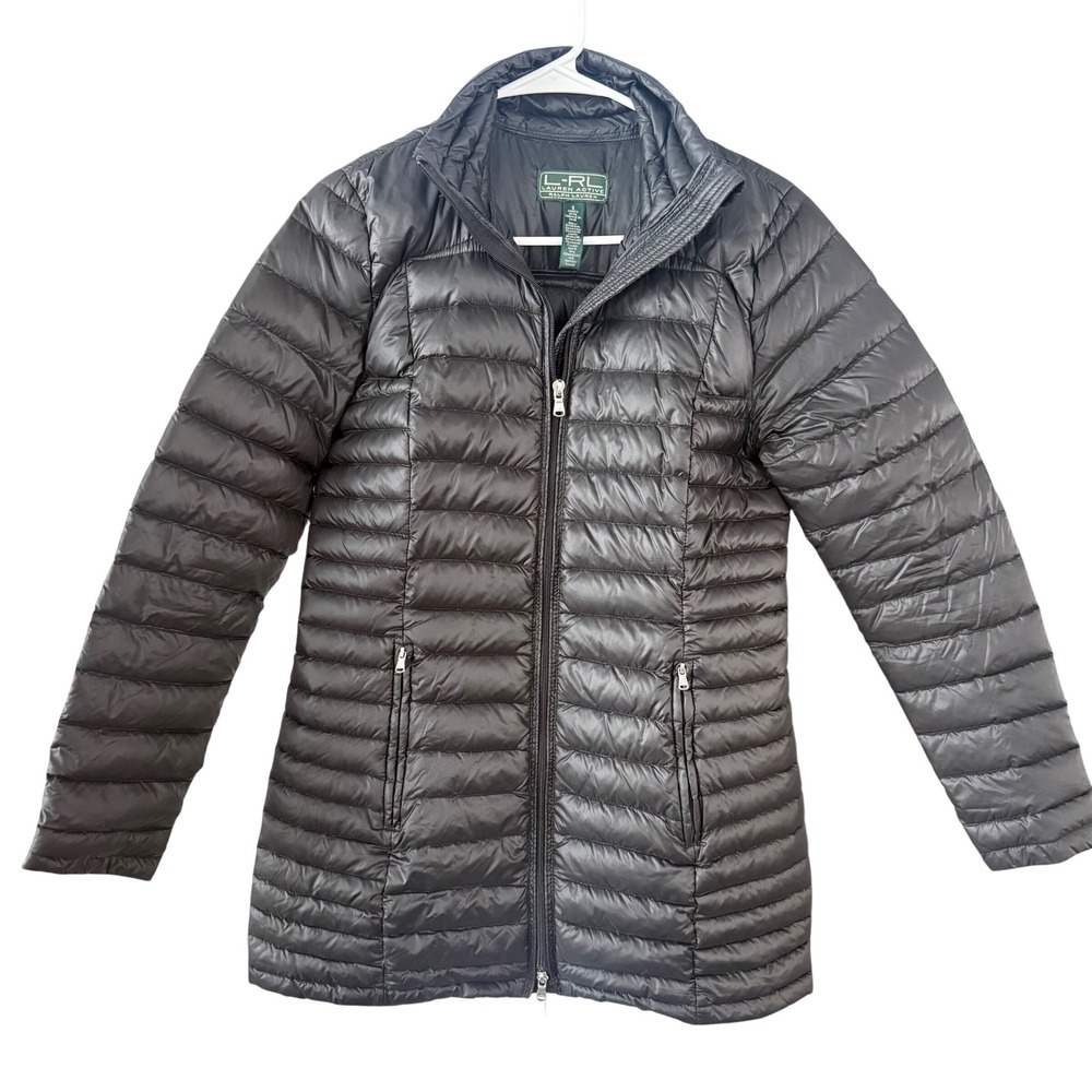 Lauren Ralph Lauren Active Black Down Puffer Jacket Stand Collar Small